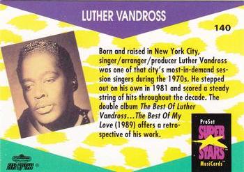 1991 Pro Set SuperStars MusiCards #140 Luther Vandross Back