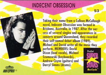 1991 Pro Set SuperStars MusiCards #53 Indecent Obsession Back