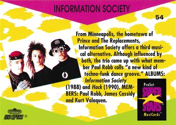 1991 Pro Set SuperStars MusiCards #54 Information Society Back