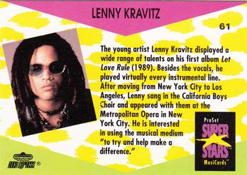 1991 Pro Set SuperStars MusiCards #61 Lenny Kravitz Back