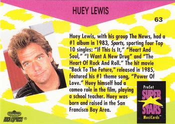 1991 Pro Set SuperStars MusiCards #63 Huey Lewis Back