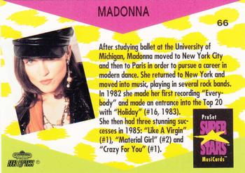 1991 Pro Set SuperStars MusiCards #66 Madonna Back