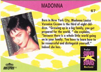 1991 Pro Set SuperStars MusiCards #67 Madonna Back