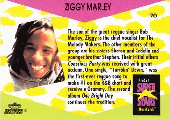 1991 Pro Set SuperStars MusiCards #70 Ziggy Marley Back
