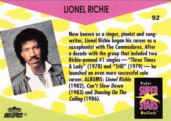 1991 Pro Set SuperStars MusiCards #92 Lionel Richie Back