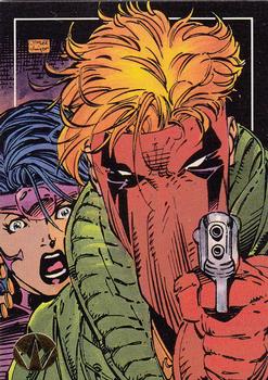 1993 Topps WildC.A.T.s #21 Grifter moves to protect Voodoo Front