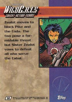 1993 Topps WildC.A.T.s #50 Zealot moves to block Pike and Back