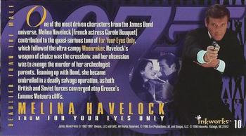 1998 Inkworks The Women of James Bond #10 Melina Havelock Back