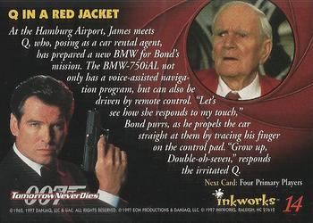 1997 Inkworks James Bond Tomorrow Never Dies #14 Q in a Red Jacket Back
