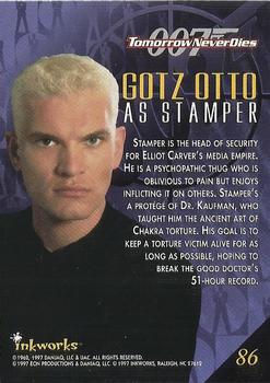 1997 Inkworks James Bond Tomorrow Never Dies #86 Gotz Otto as Stamper Back