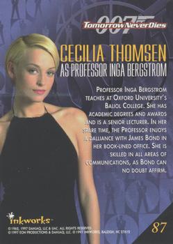 1997 Inkworks James Bond Tomorrow Never Dies #87 Cecilia Thomsen as Professor Inga Bergstrom Back