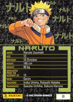 2006 Inkworks Naruto: Ninja Ranks #8 Naruto (statistics) Back