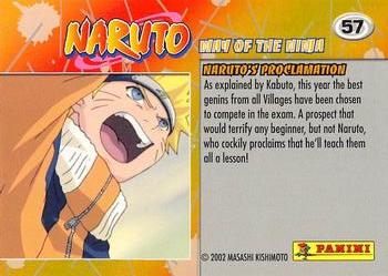 2006 Panini Naruto: Way of the Ninja #57 Naruto's Proclamation Back