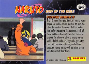 2006 Panini Naruto: Way of the Ninja #64 Question Number 10 Back