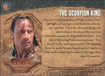 2002 Inkworks The Scorpion King #1 The Scorpion King  (Title Card) Back