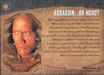 2002 Inkworks The Scorpion King #13 Assassin... or Hero? Back