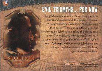 2002 Inkworks The Scorpion King #17 Evil Triumphs... For Now Back