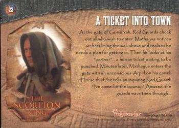 2002 Inkworks The Scorpion King #23 A Ticket into Town Back