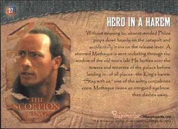 2002 Inkworks The Scorpion King #27 Hero in a Harem Back