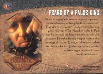 2002 Inkworks The Scorpion King #37 Fears of a False King Back