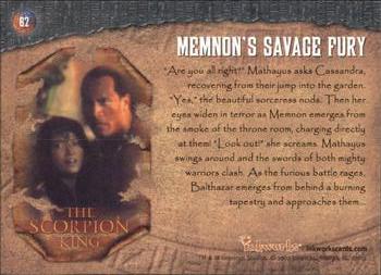 2002 Inkworks The Scorpion King #62 Memnon's Savage Fury Back