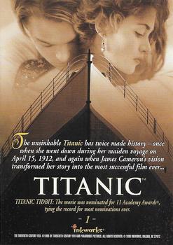 1998 Inkworks Titanic (Movie) #1 The unsinkable Titanic has twice made history... Back