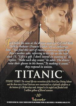 1998 Inkworks Titanic (Movie) #10 Jack holds his own at the dinner party as Cal... Back