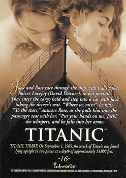 1998 Inkworks Titanic (Movie) #16 Jack and Rose race through the ship with Cal's... Back