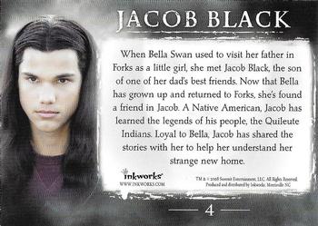 2008 Inkworks Twilight #4 Jacob Black Back