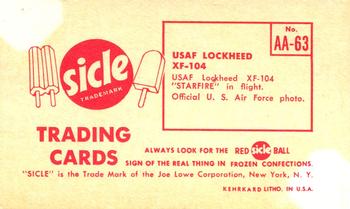 1959 Sicle Air Force #AA-63 USAF Lockheed XF-104 Back