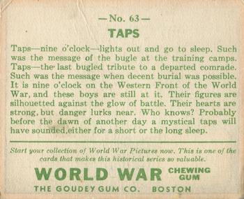 1933 Goudey World War (R174) #63 Taps Back