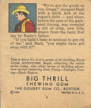 1934 Goudey Big Thrill Booklets (R24) #2 A Murder Mystery (Buck Jones) Back