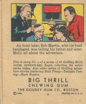 1934 Goudey Big Thrill Booklets (R24) #4 Hand to Hand Struggle (Buck Jones) Back