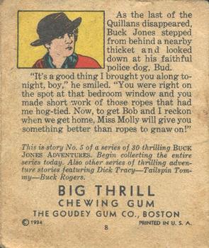 1934 Goudey Big Thrill Booklets (R24) #5 A Den of Wolves (Buck Jones) Back