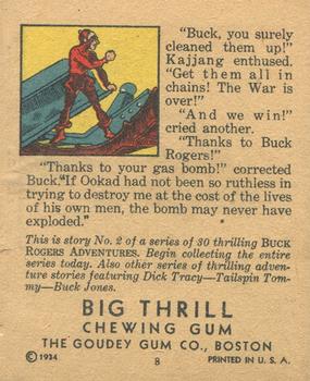 1934 Goudey Big Thrill Booklets (R24) #2 A One-Man Army (Buck Rogers) Back