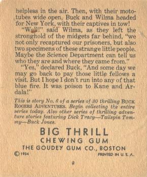 1934 Goudey Big Thrill Booklets (R24) #6 Collecting Human Specimens (Buck Rogers) Back