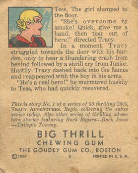 1934 Goudey Big Thrill Booklets (R24) #1 Saved in the Nick of Time (Dick Tracy) Back