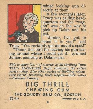 1934 Goudey Big Thrill Booklets (R24) #3 Vault of Death (Dick Tracy) Back