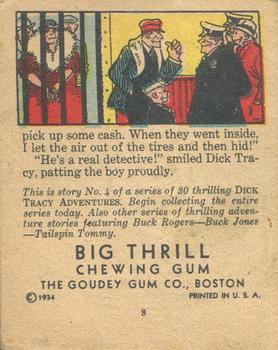 1934 Goudey Big Thrill Booklets (R24) #4 Cross-Country Race (Dick Tracy) Back