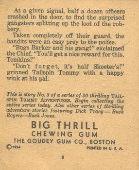 1934 Goudey Big Thrill Booklets (R24) #3 Trailing the Bank Bandits (Tailspin Tommy) Back