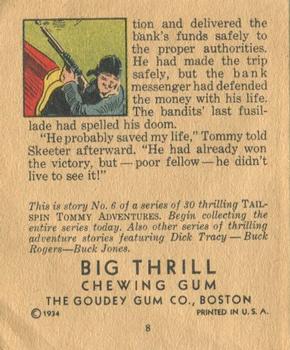 1934 Goudey Big Thrill Booklets (R24) #6 The Battle in the Air (Tailspin Tommy) Back