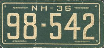 1936 Goudey Auto License Plates (R19-1) #NNO New Hampshire Front