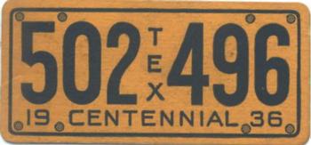 1936 Goudey Auto License Plates (R19-1) #NNO Texas Front