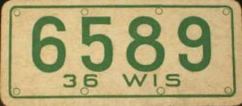 1936 Goudey Auto License Plates (R19-1) #NNO Wisconsin Front