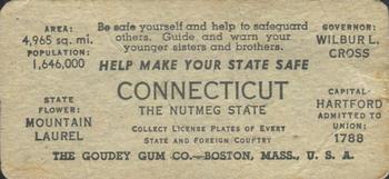 1937 Goudey Auto License Plates (R19-2) #NNO Connecticut Back