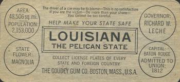 1937 Goudey Auto License Plates (R19-2) #NNO Louisiana Back