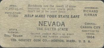 1937 Goudey Auto License Plates (R19-2) #NNO Nevada Back