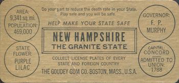 1937 Goudey Auto License Plates (R19-2) #NNO New Hampshire Back