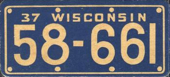 1937 Goudey Auto License Plates (R19-2) #NNO Wisconsin Front