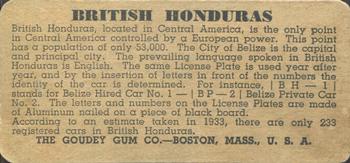 1937 Goudey Auto License Plates (R19-2) #NNO British Honduras Back